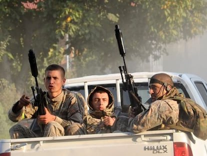 Francotiradores georgianos, junto a la frontera con Daguestán.