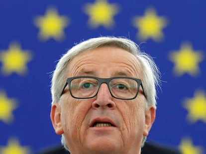 Jean-Claude Juncker addressing the European Parliament in Strasbourg.