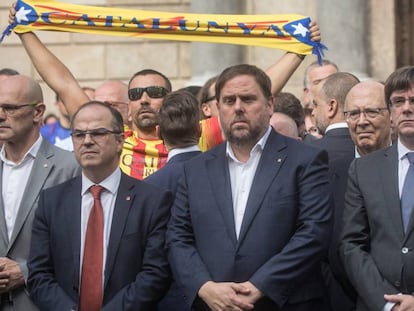 Romeva, Turull, Junqueras i Puigdemont, en un acte a Barcelona.