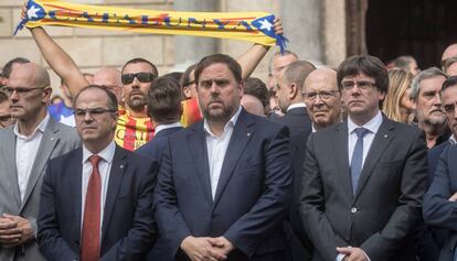 Romeva, Turull, Junqueras i Puigdemont, en un acte a Barcelona.