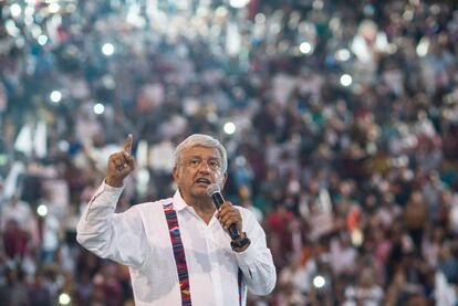 López Obrador, en un evento en Hidalgo, este lunes.