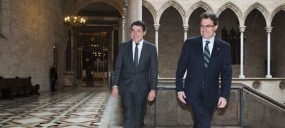 El presidente madrileño, Ignacio González, ayer con su homólogo catalán, Artur Mas.