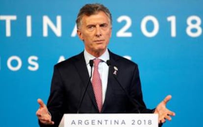 Mauricio Macri, durante la conferencia de prensa, tras finalizar la reunión de los líderes del G20.