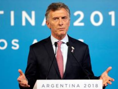 Mauricio Macri, durante la conferencia de prensa, tras finalizar la reunión de los líderes del G20.