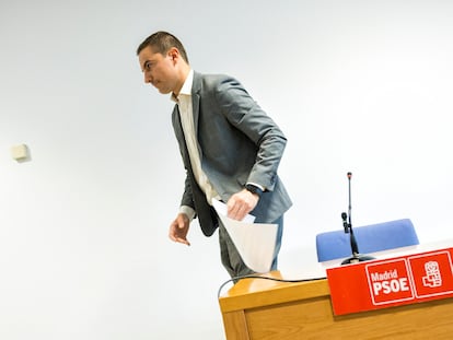 Juan Lobato, este martes en la Asamblea de Madrid.