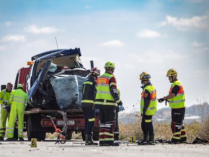 Vehículo siniestrado en un accidente en Lillo (Toledo) este martes.