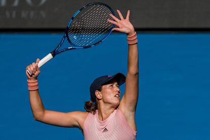 Garbine Muguruza, durante un entrenamiento en las instalaciones de Melbourne Park.