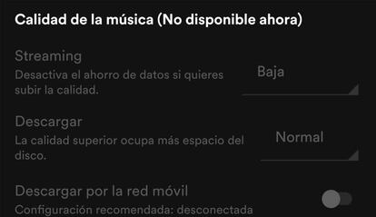 Calidad de la música de Spotify.