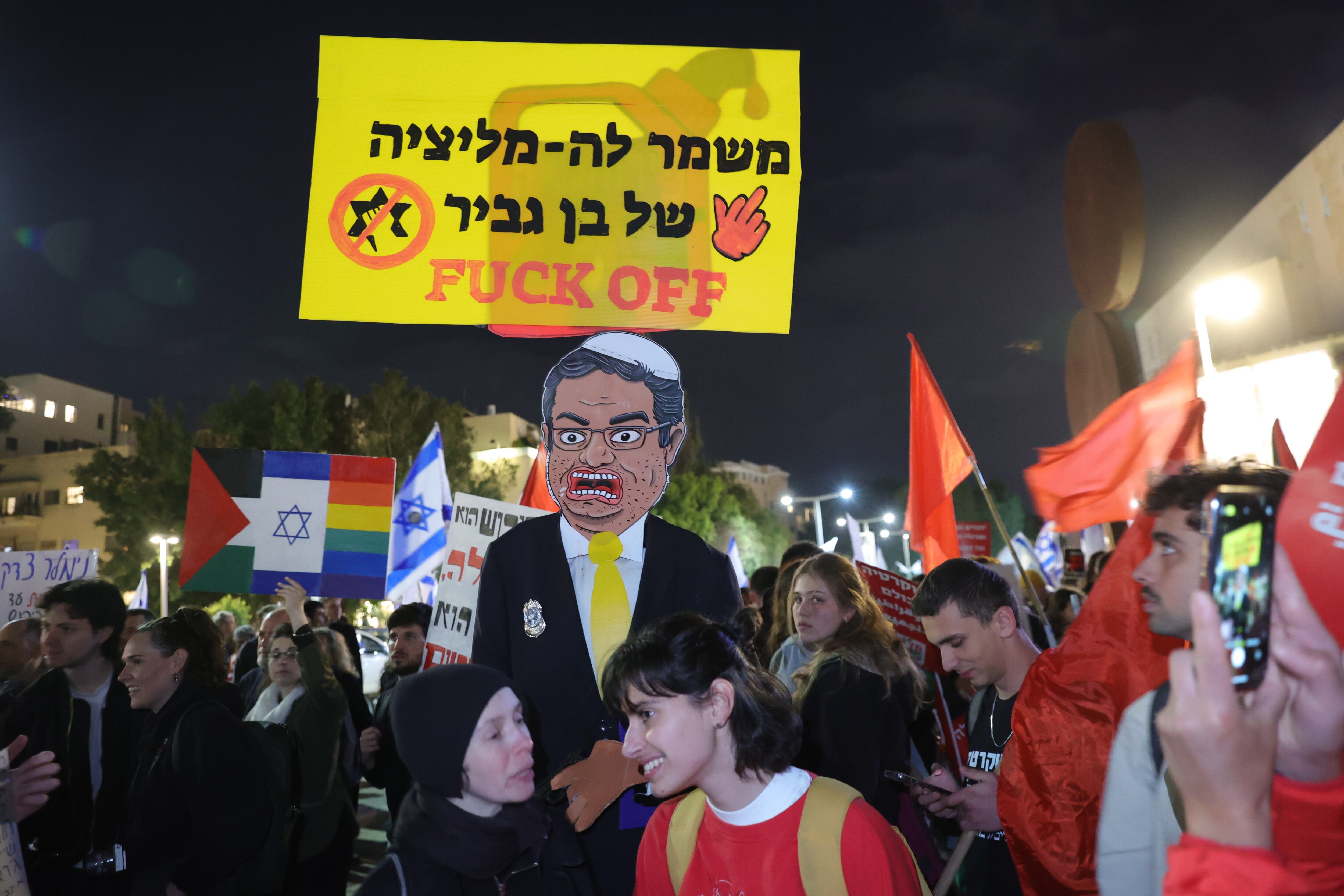 Pancarta contra la creación de la Guardia Nacional, durante una manifestación en Tel Aviv el pasado miércoles.