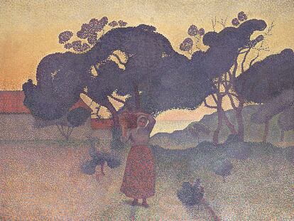 Un cuadro de Henri-Edmond Cross titulado <i>La ferme, soir,</i> de 1893, mostrado en la exposición del Museo d&#39;Orsay dedicada al neoimpresionismo.