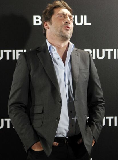 El actor Javier Bardem, durante la presentación de 'Biutiful', en Madrid.
