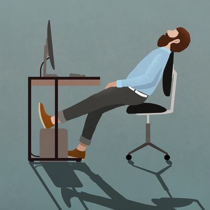 Tired businessman sleeping at desk