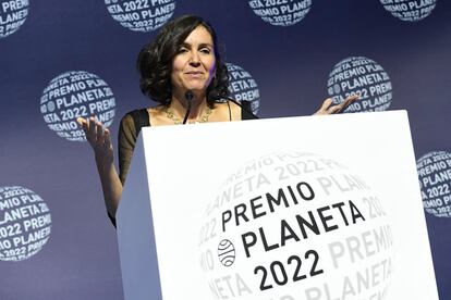 Cristina Campos, autora de 'Historias de mujeres casadas', durante la ceremonia de entrega del Premio Planeta 2022.