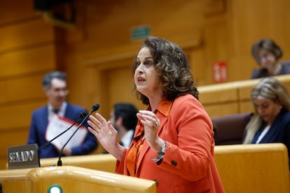 Politicus Carla Antonelli, lid van de Assemblée van Madrid en tevens senator, op 28 januari in de Senaat.