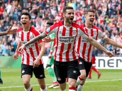 El festejo de Lozano, Pereiro y Van Ginkel.