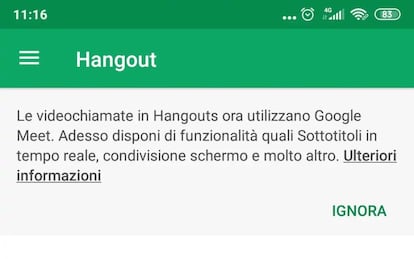 Alerta de Hangouts.