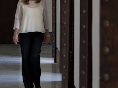 La presidenta de la Junta, Susana Díaz, este martes en los pasillos de San Telmo.