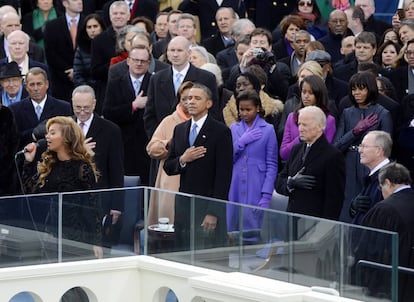 Beyonc&eacute; canta en la &uacute;ltima investidura de Barack Obama en 2013.