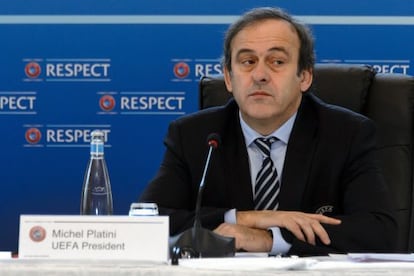 Platini, el jueves, durante la reuni&oacute;n del Comit&eacute; Ejecutivo de la UEFA