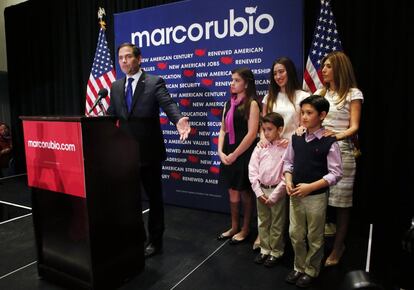 El precandidato republicano Marco Rubio anuncia que retirará su candidatura tras perder las primarias de Florida.