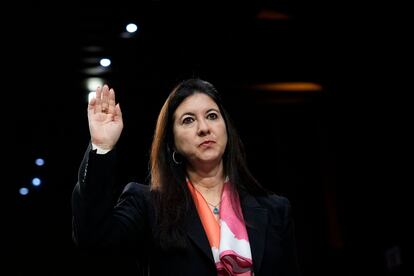 Adriana Kugler, este miércoles, ante el comité de banca del Senado de Estados Unidos.