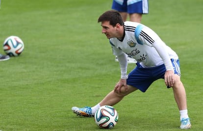 Messi, en un entrenamiento con Argentina.