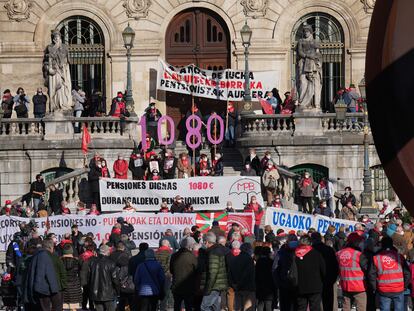 Manifestación en defensa de las pensiones en Bilbao el pasado 15 de enero.