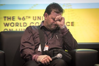 Abdulkarim Al Kasem, durante su intervención en el congreso mundial sobre tuberculosis.