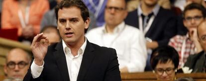 El l&iacute;der de Ciutadanos, Albert Rivera, en el Parlamento de Catalu&ntilde;a. 