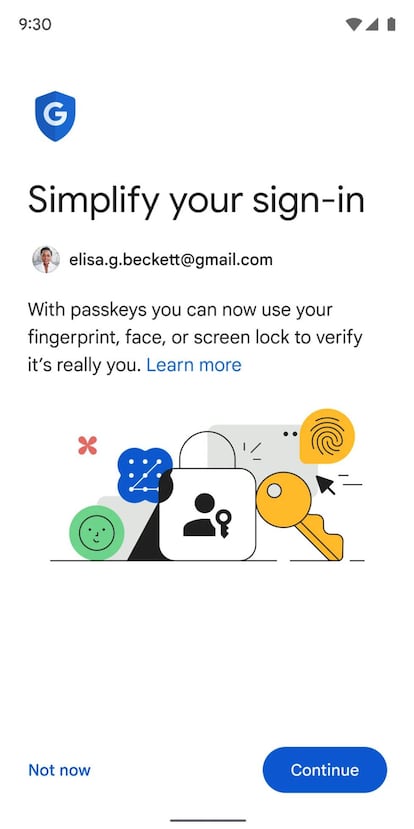 Crear passkey en Google