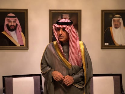 El ministro de Exteriores saud&iacute; durante la entrevista este viernes en Madrid.