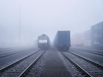 Trenes de mercancías chinos en la Terminal Intermodal de Duisburgo, en enero.