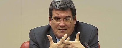José Luis Escrivá, durante su comparecencia en la Comisión de Presupuestos del Congreso.