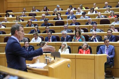 Alberto Núñez Feijóo y Pedro Sánchez en el Senado.