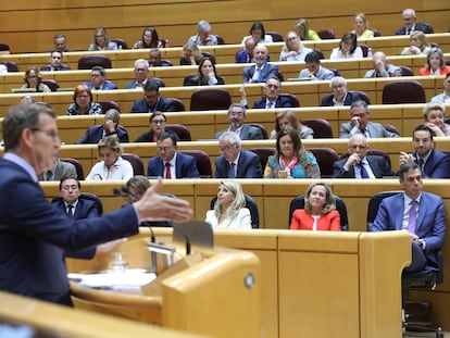 Alberto Núñez Feijóo y Pedro Sánchez en el Senado.