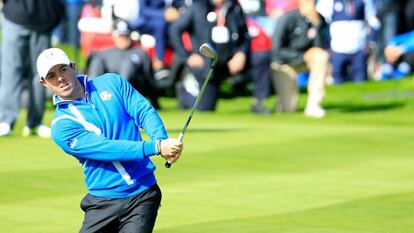 Rory McIlroy, del equipo europeo, esta mañana.