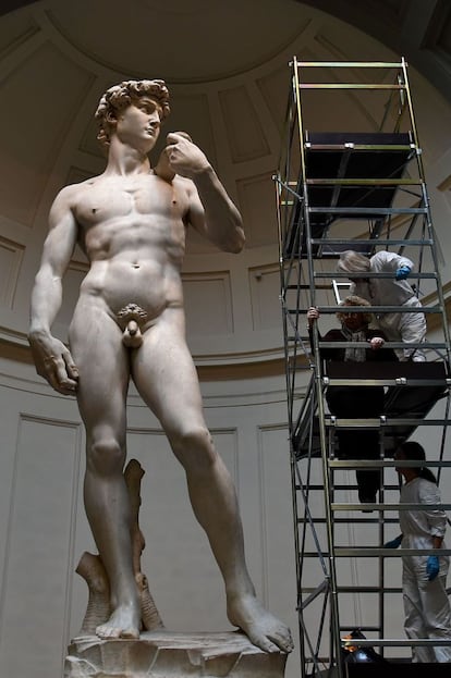 A la vez, la limpieza se aprovecha también para monitorar la situación de la estatua.