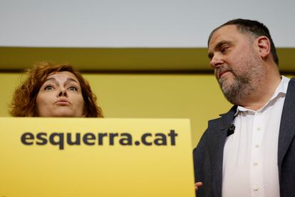 La secretaria general de ERC, Elisenda Alamany, y el presidente del partido, Oriol Junqueras.