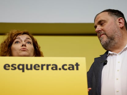 La secretaria general de ERC, Elisenda Alamany, y el presidente del partido, Oriol Junqueras.