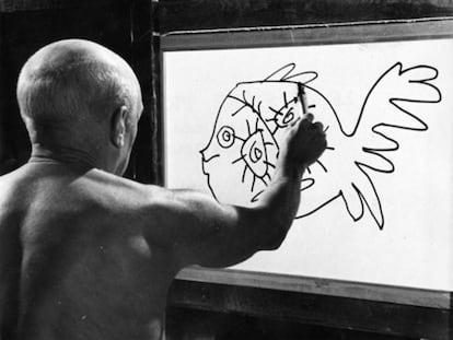 Picasso, en un momento del documental 'El misterio de Picasso', de Henri-Georges Clouzot.