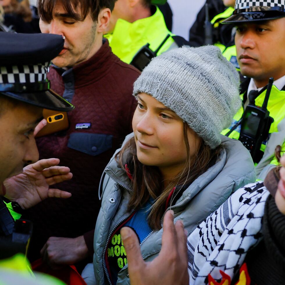 Greta Thunberg was among climate activists detained at a protest to disrupt  oil executives' forum | People | EL PAÍS English