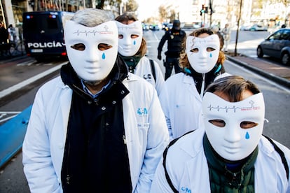 Manifestación de pediatras y médicos de familia, el 18 de enero en Madrid. 