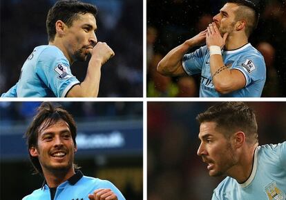 Navas, Negredo, Silva y Javi García, los españoles del City.