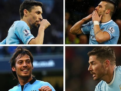 Navas, Negredo, Silva y Javi García, los españoles del City.