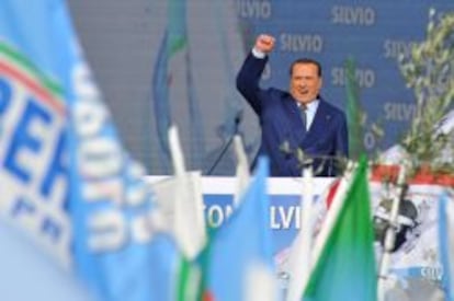 Silvio Berlusconi, en la Piazza del Popolo