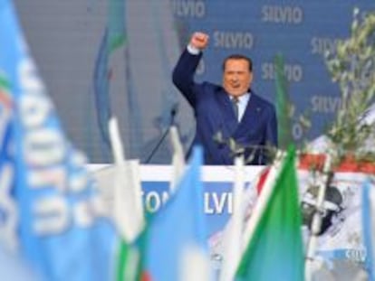 Silvio Berlusconi, en la Piazza del Popolo