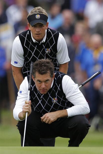 Lee Westwood y and Luke Donald, durante la jornada de hoy.