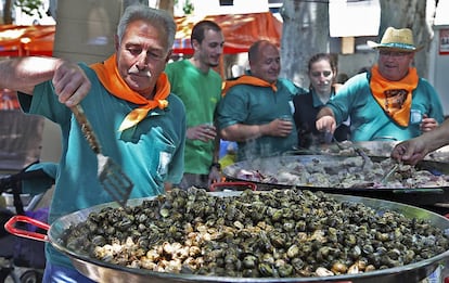 Fiesta de L'Aplec del caragol de Lleida, donde se consumen 13.000 kilos del gasterópodo en tres días.