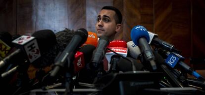 Luigi Di Maio, durante la rueda de prensa del lunes para explicar su mal resultado.