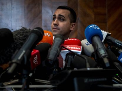 Luigi Di Maio, durante la rueda de prensa del lunes para explicar su mal resultado.